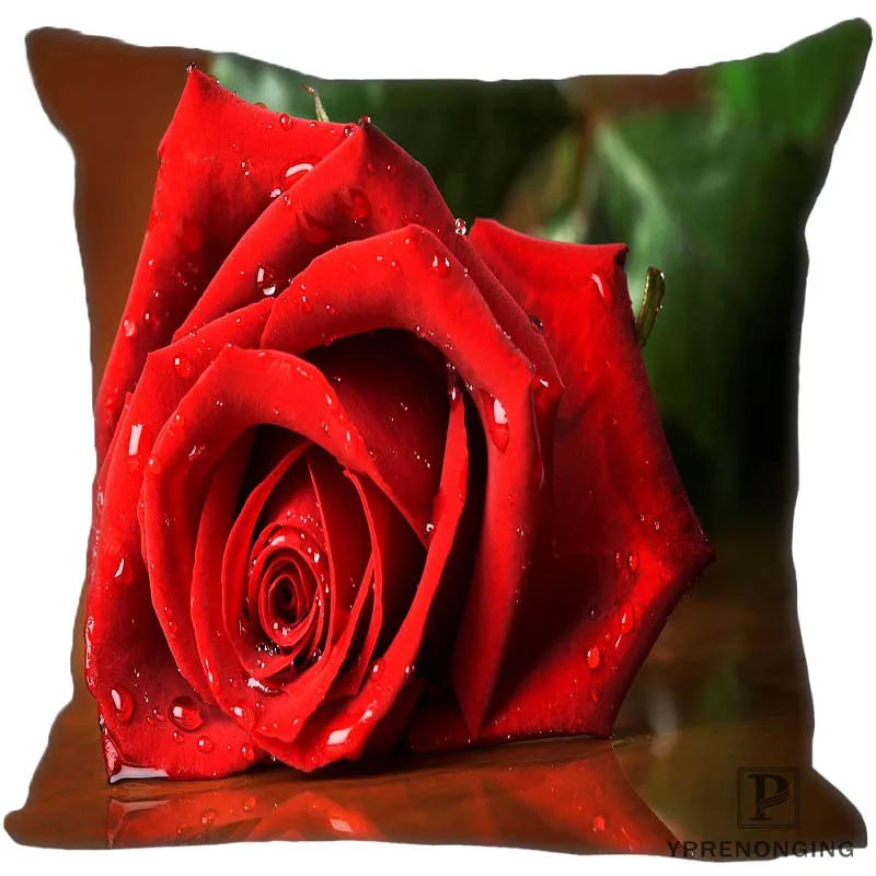 Square Pillowcase На заказ красная роза с каплями воды квадратная Наволочка на заказ на молнии чехол для подушки 35X35,40x40,45x45 см(одна сторона) 180522-02-7 - Цвет: Square Pillowcase