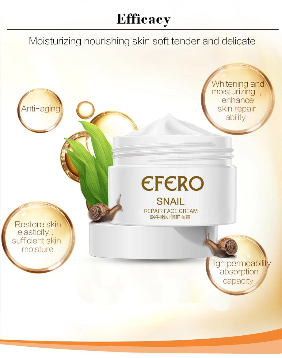 Snail Cream Moist Face Cream Whitening+Eye Cream Faced Anti Aging Anti Wrinkle+Crystal Collagen Eye Mask EFERO