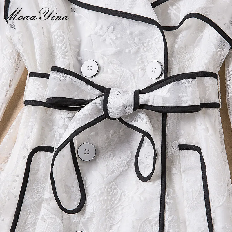 Женская куртка с цветочной вышивкой MoaaYina демисезонная двубортная повседневная