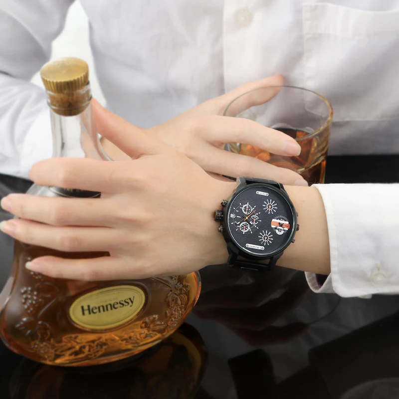 Крутые черные часы с большим корпусом для мужчин люксовый бренд Cagarny мужские