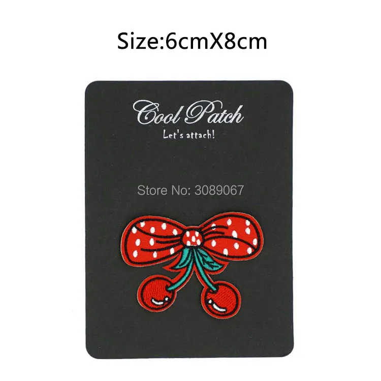 Железная наклейка Red BOW & CHERRYS на одежду эмо гот панк рокабилли Байкерская нашивка