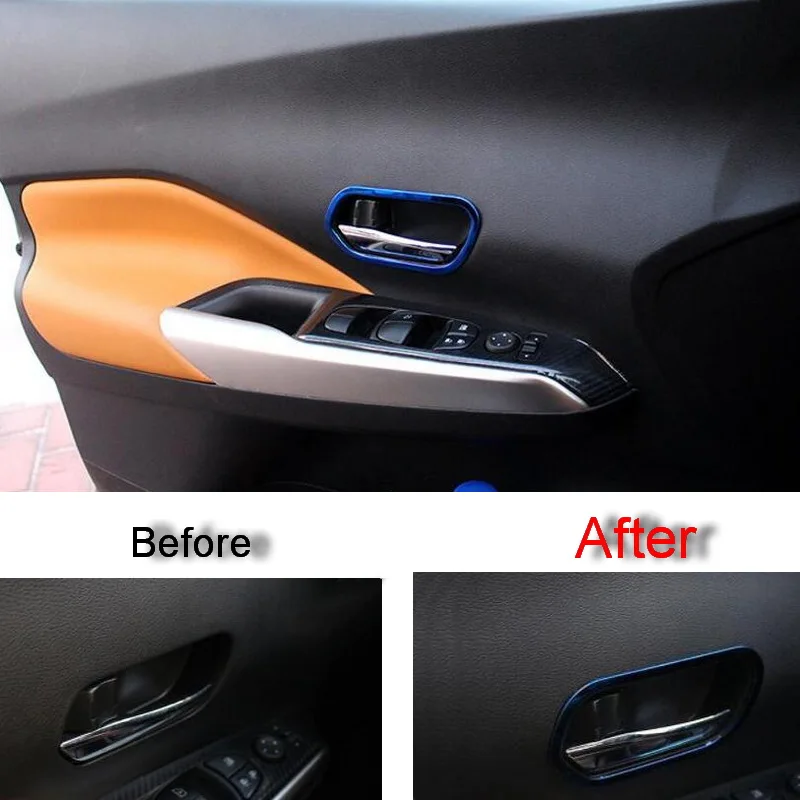 Tonlinker чехол наклейка s для Nissan KICKS-17 автомобильный Стайлинг 4 шт. ABS/carbon fiber дверь внутренняя ручка наклейка для интерьера