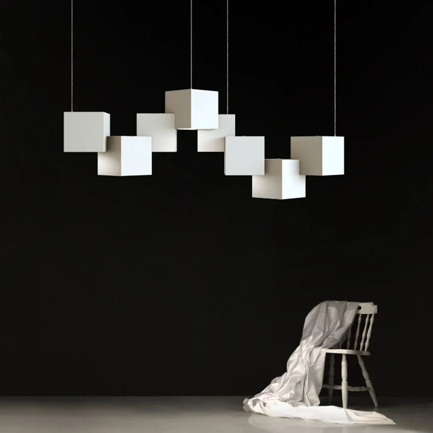

Nordic Personality Design 63CM/90CM Long Cube Pendant Lights Modern Living Room Hanging Lamp Bedroom Coffee Bar Lights Luminaire
