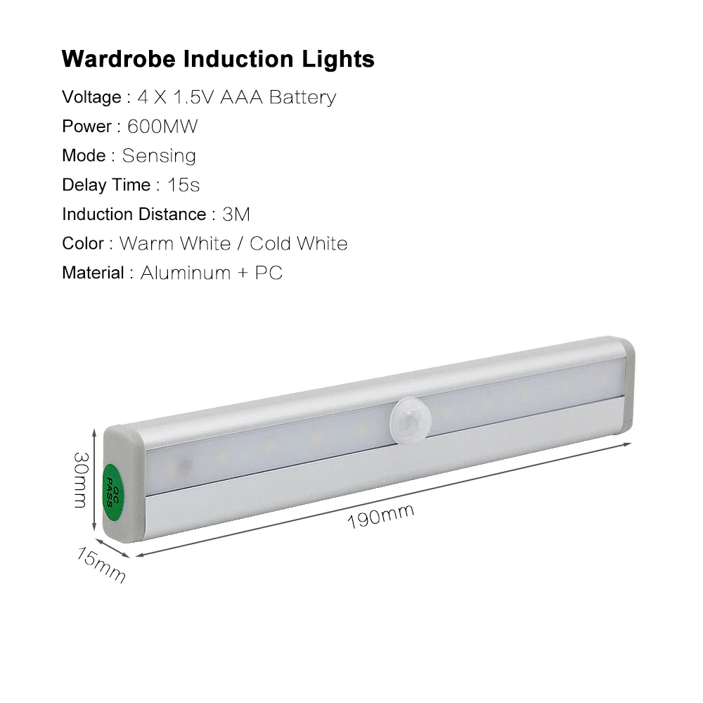 Портативный ночник с датчиком движения светодиодные светильники для шкафа