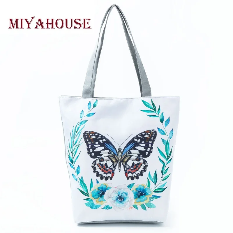 Модная Холщовая Сумка тоут Miyahouse с цветочным принтом женская летняя пляжная