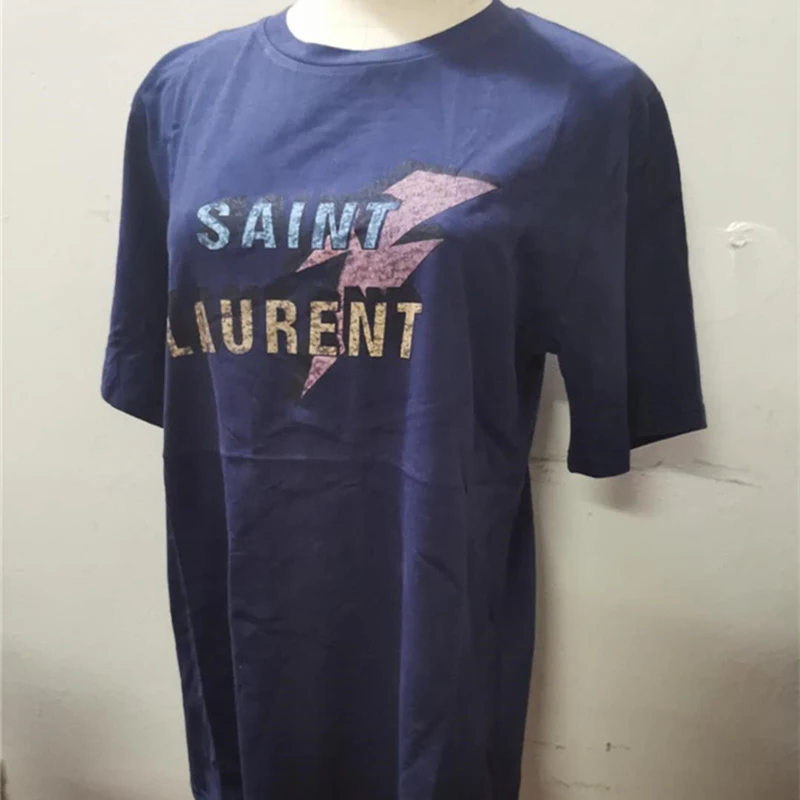 navy blue Женская летняя футболка с круглым вырезом, хлопок, высокое качество, повседневная, свободная, короткий рукав, топ, бренд, для женщин, с буквенным принтом, одноцветные футболки - Цвет: navy blue