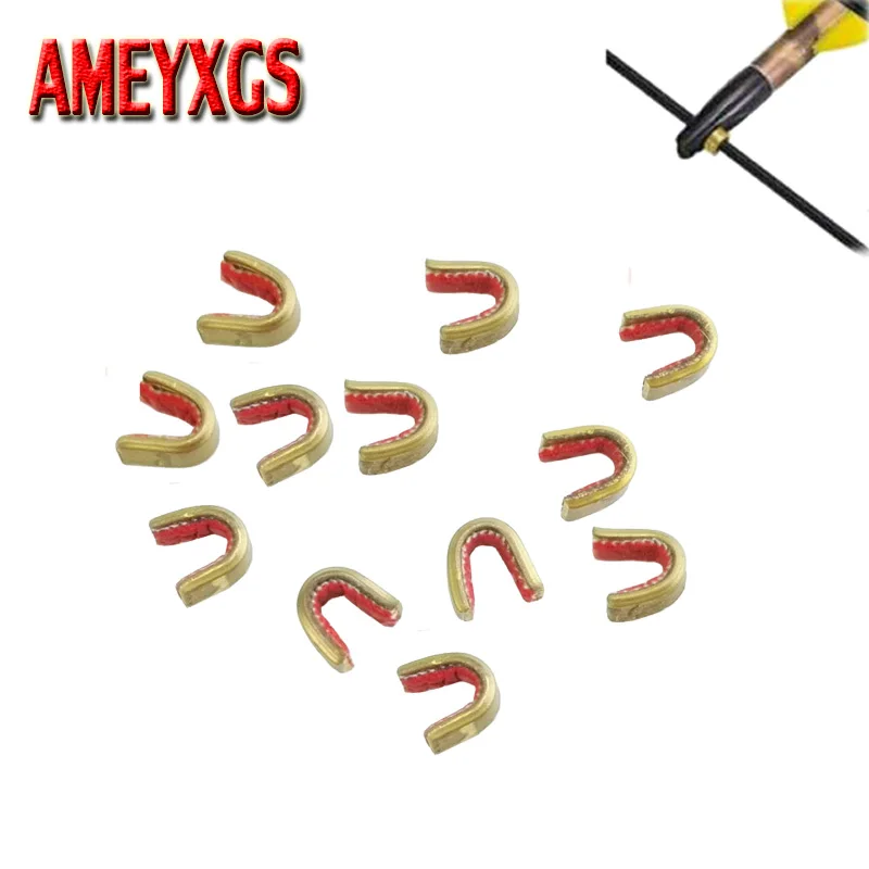 6 pcs Archery String Buckle Clips Nocking Points Brass Nock Bow Protector Interchangeable Hunting Accessories | Спорт и развлечения