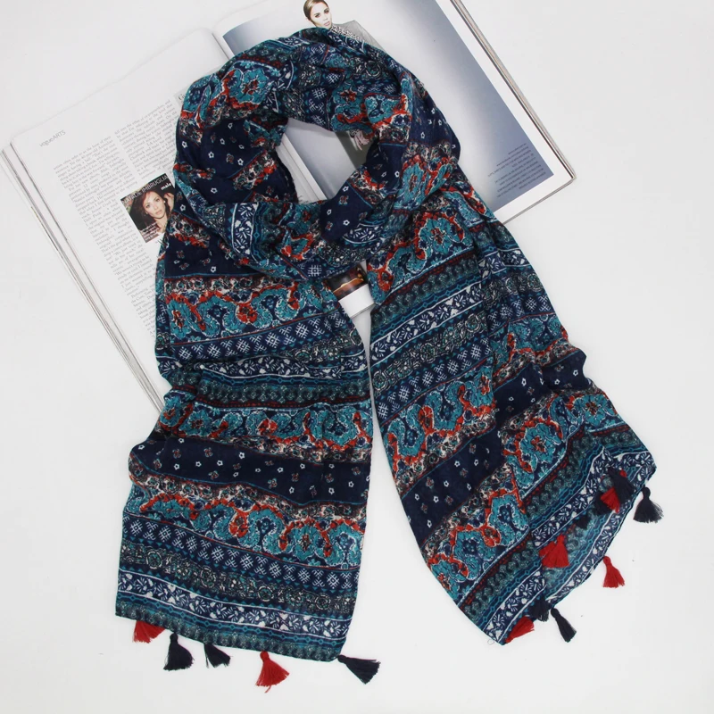 Женский легкий шарф с принтом из вискозы сезон хиджаб фуляр бандана оптовая