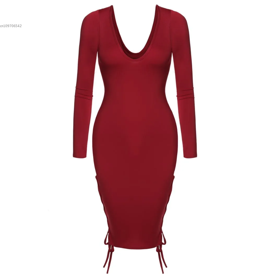 Летнее платье высокой талии глубокий v шеи вырез платья женщин bodycon сексуальная