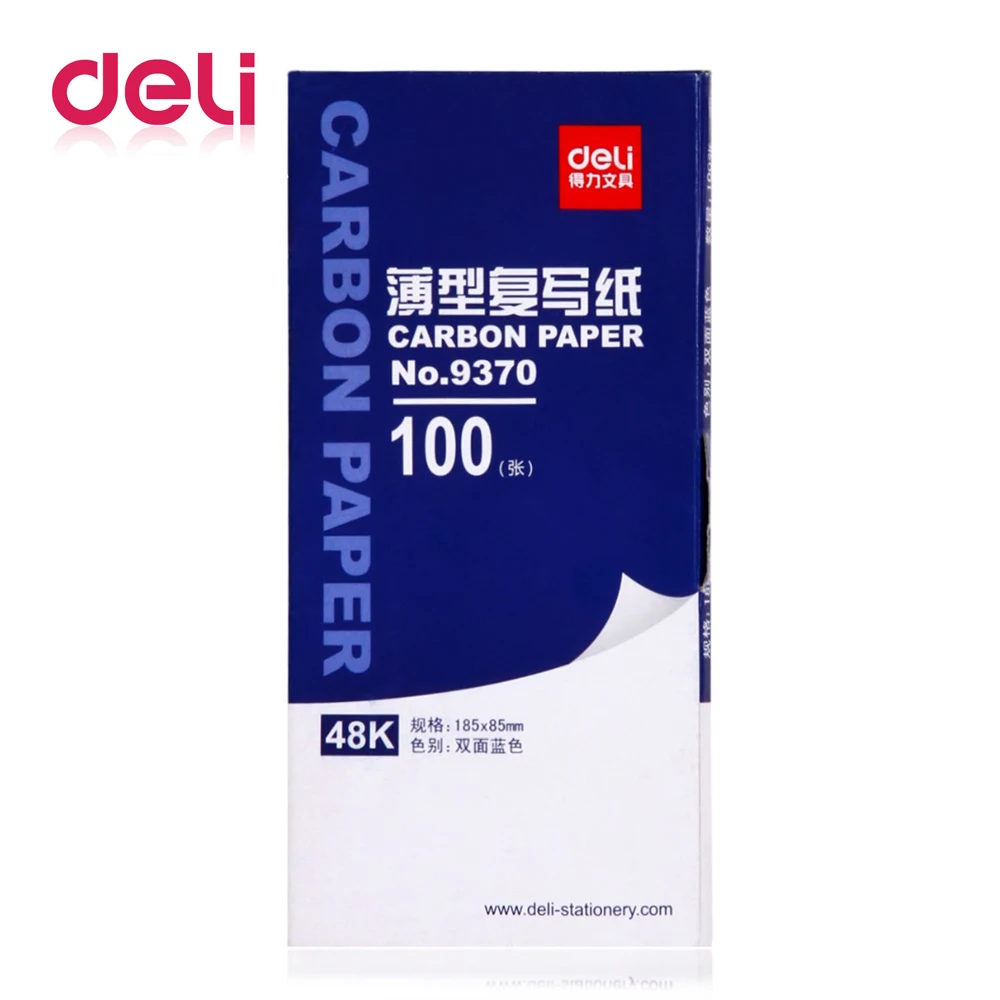 Deli 1 шт. 9370 48 к двухсторонняя синяя карбоновая бумага 100 листов/набор, товары для денег 8,5 см* 18,5 см, включает три красных листа