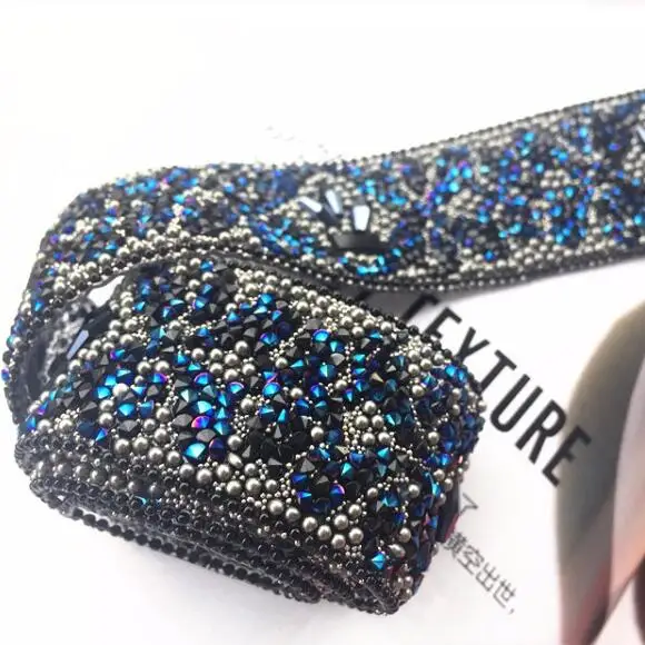 Темно синий драгоценный камень кружевная отделка горячее сверление кружево