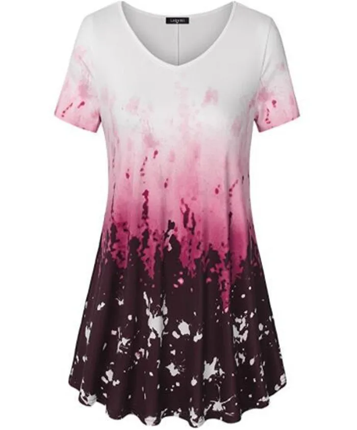 Large Sizes New Summer Tops Fashion Women Sweet Short Sleeve V-Neck Print Casual T Shirt Plus Size Ladies T Shirt Top 5XL