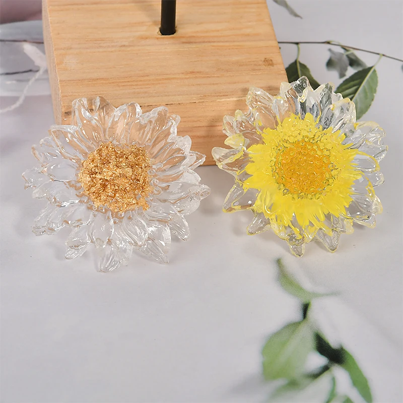 Прозрачный цветок из смолы мозаика Платина Маргаритка Смола полуболюс форма diy