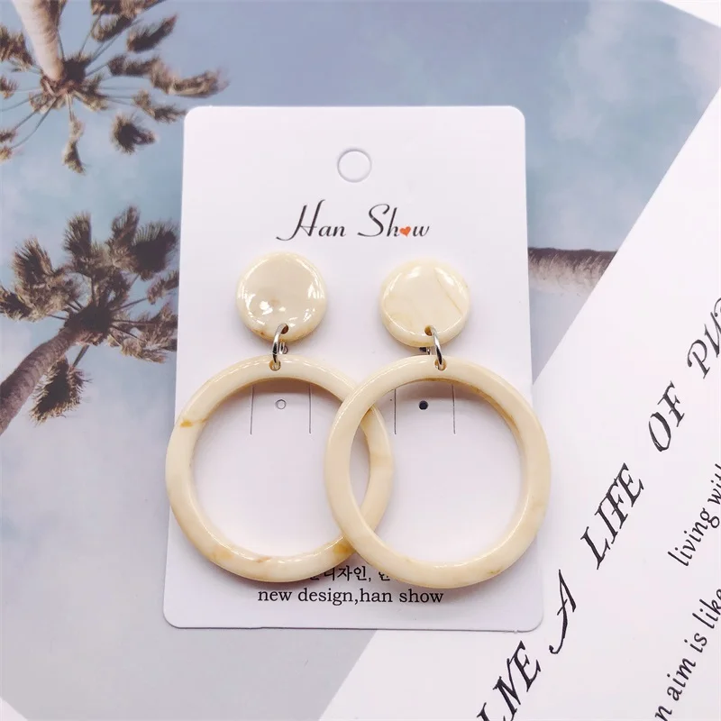 2019 корейские модные геометрические круглые акриловые длинные висячие серьги