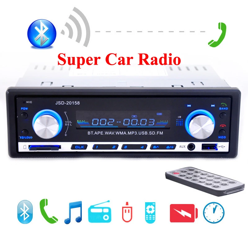 12 В автомобильный стерео fm-радио MP3 аудио плеер Поддержка Bluetooth телефон с USB/SD MMC