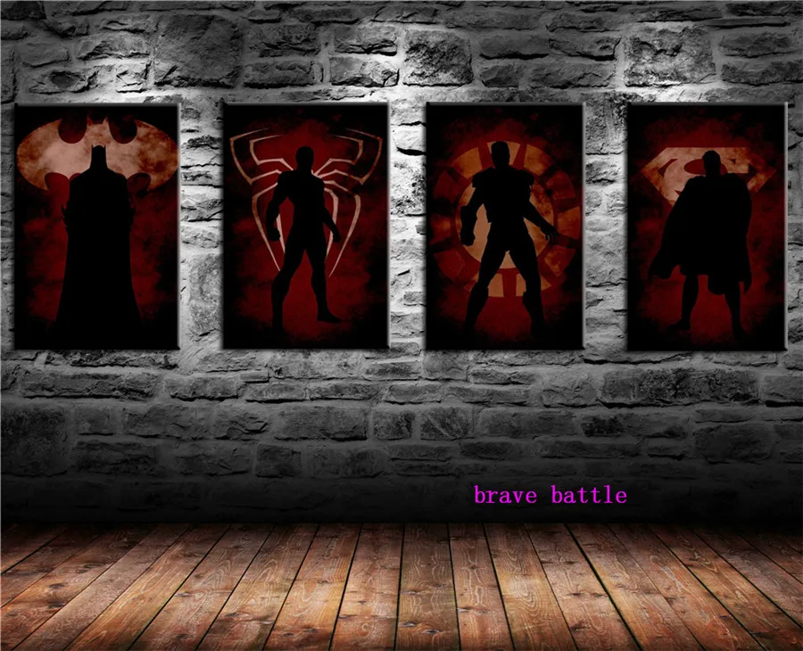 Лига Справедливости Супермен против Бэтмен супер герой 4 шт. холст картина печать