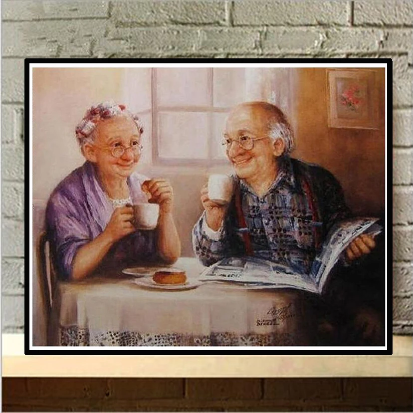 Алмазная вышивка картина Старая пара с бриллиантами Картина из мозаики стразов для украшения стены NEW310.