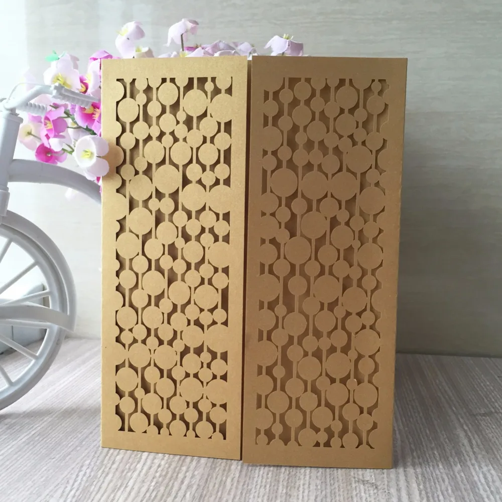 

50pcs Fancy design pearlized Paper Wedding Party Decoration Supplier Laser Cut Wedding Invitation Card Greeting Blessing Card