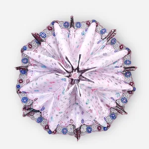 Зонтик женский складной, кружевной, с рисунком