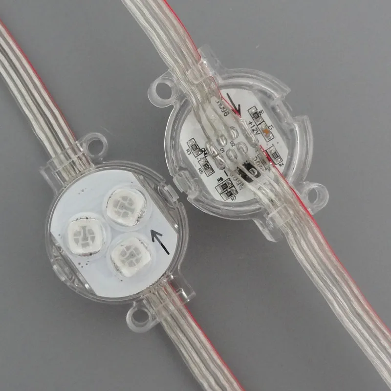 

DC12V;WS2811 IC 30mm diameter;IP68;addressable;0.72W(3LEDs);RGB full color;transparent cover;IP68 rated;with lens