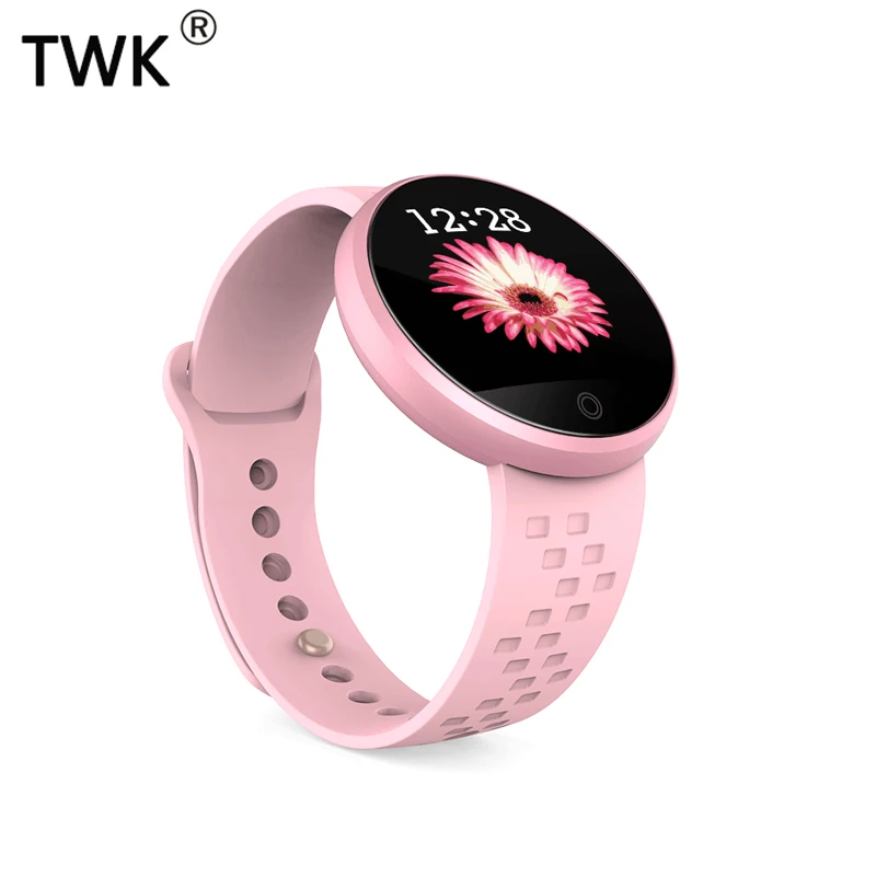 TWK розовые Смарт часы для женщин фитнес браслет кровяное давление Smartwatch iOS Android