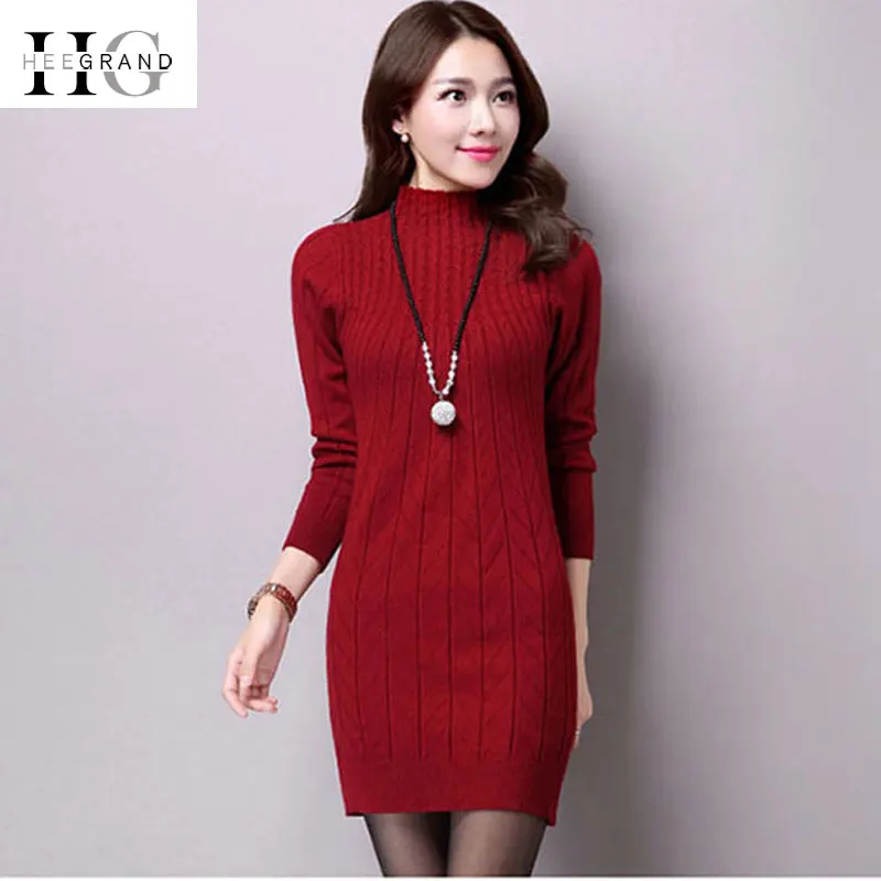 HEE GRAND вязаный свитер-туника-платья для женщин 2018 осень элегантный офисный