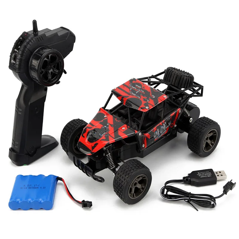 red Радиоуправляемые машинки 1:18 Bigfoot машинка 2,4G с дистанционным управлением, электрическая модель внедорожника, игрушка RC drift, 700mah батарея, автомобиль, игрушки, подарок - Цвет: red