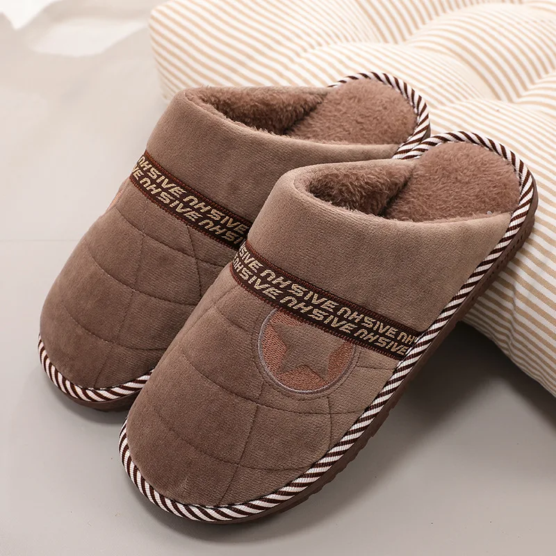 Мужские тапочки мужские зимние Тапочки низкий каблук одноцветная домашняя обувь
