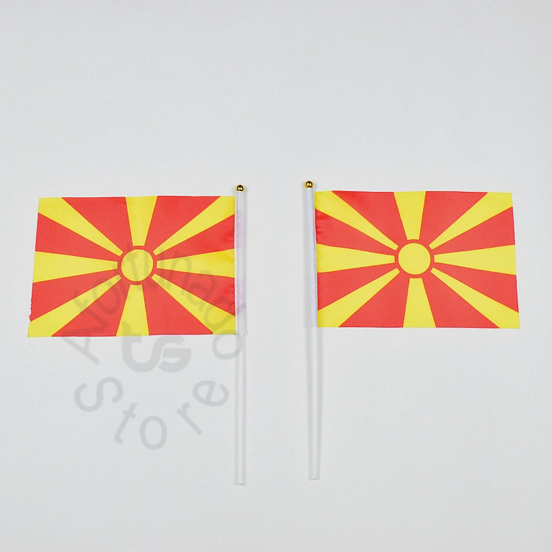 Macedonia 14*21cm flag Banner hand waving National Home Decoration banner | Дом и сад