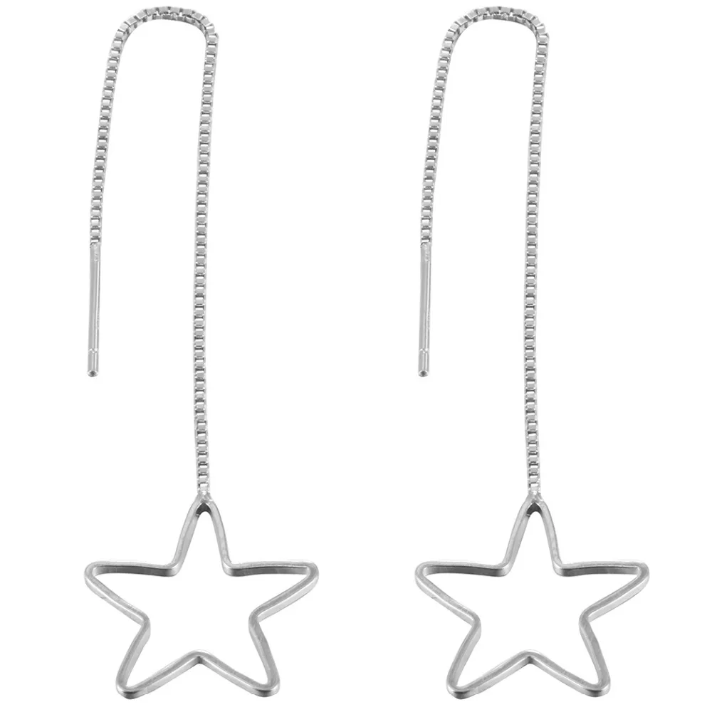 QIAMNI женские длинные серьги в виде дельфина гинкго звезды геометрической формы