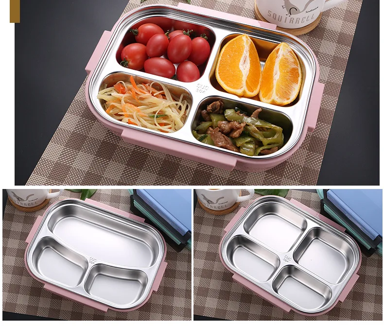 Ланч-бокс из нержавеющей стали Экологичный Bento box с мешками и столовыми приборами термоконтейнер для хранения пищи для взрослых студентов