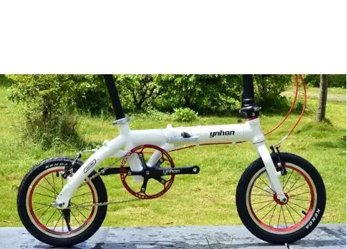 white YNHON Складная велосипедная Рама 14 дюймов BMX 6061 алюминиевый сплав V тормозные рамы для велосипеда передняя вилка 74 мм Задняя рама 85 мм - Цвет: white