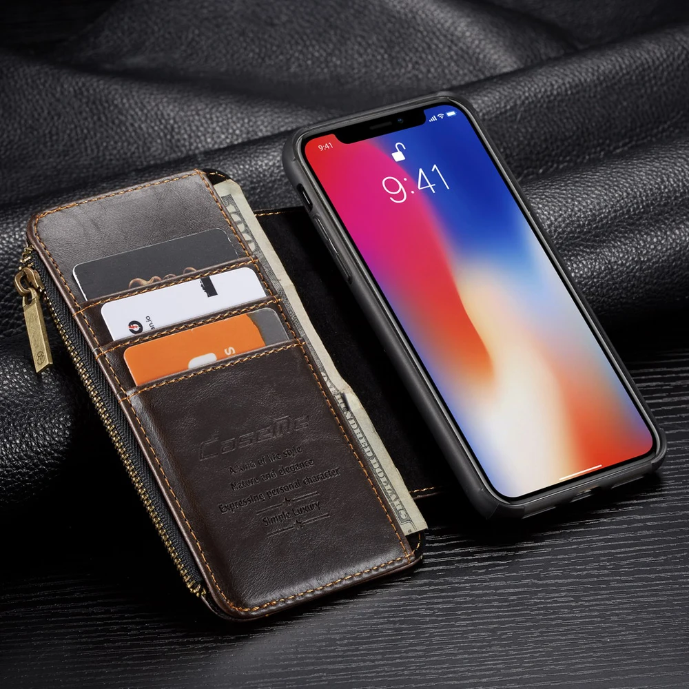 Чехол-Кошелек на молнии с отделением для карт чехол Apple iPhone XS X 10 CaseMe Роскошная