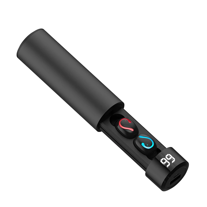 ESVNE TWS 5,0, Bluetooth, беспроводные наушники, спортивные наушники для телефона, стерео наушники, гарнитура, наушники, зарядная коробка, дисплей питания - Цвет: Q67-Black