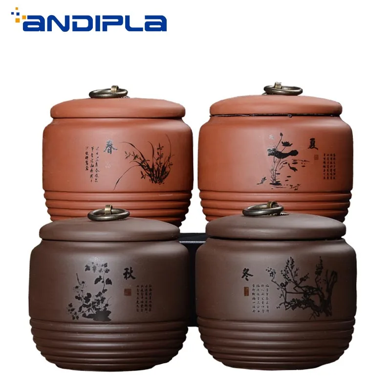 Исин фиолетовые глиняные чайные банки креативный расписанный вручную чай Caddy