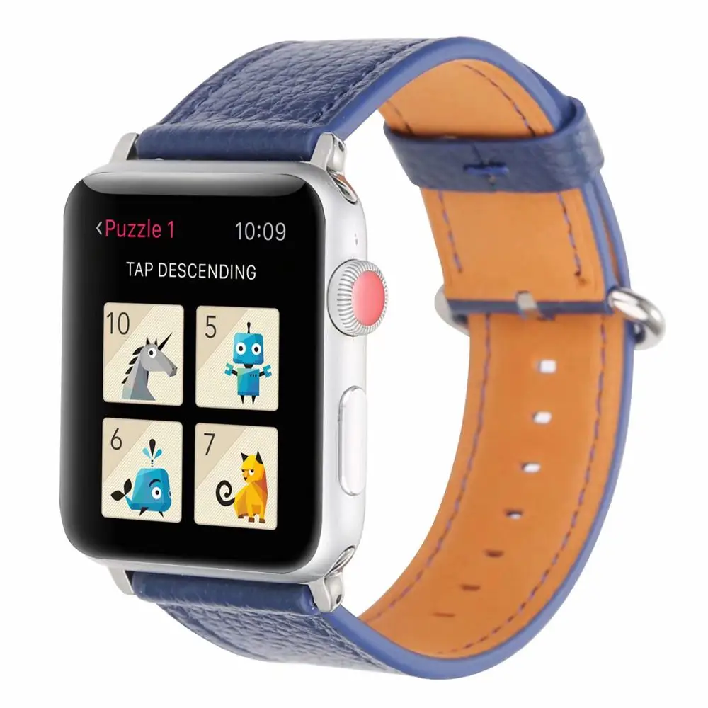 44 мм классический кожаный ремешок для apple watch серии 4, версия 1, 2, 3, ремешок поводок собаки сменный Браслет для apple watch 44/42/40/38 мм - Цвет ремешка: Royal blue
