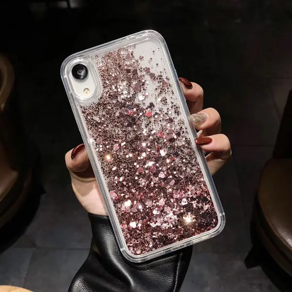 Жидкий блестящий чехол для iphone X, силиконовый чехол для iphone XR, XS, Max, XS, X, 8, 7, 6 S, 6 Plus, чехол из ПК+ ТПУ - Цвет: rose gold