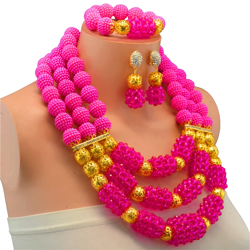 New Year Gift~Beads Choker Classic Orange Red Blue Roses Nigerian African Beads Jewelry Set Wedding Party Queen Sets | Украшения и