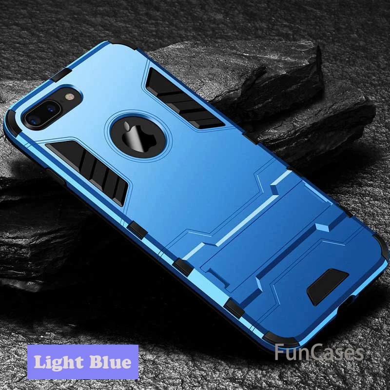 Light Blue Противоударный Броня телефона чехол для Apple IPhone X 8 7 6 S 6 плюс 5 5S SE Дело ТПУ защитный Жесткий Мода чехол для iPhone 10 - Цвет: Light Blue