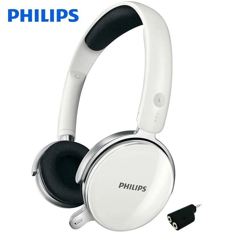 Профессиональные наушники Philips SHM7110U с стерео басовым проводом управление микрофоном гарнитура для музыки телефон официальный тест - Цвет: Черный