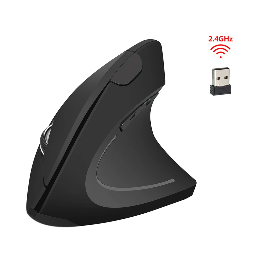 Black mouse only Беспроводная мышь, эргономичная Вертикальная мышь 2,4 ГГц, беспроводная оптическая мышь 800 1200 1600 dpi, USB компьютерная мышь для ПК, ноутбука, рабочего стола - Цвет: Black mouse only