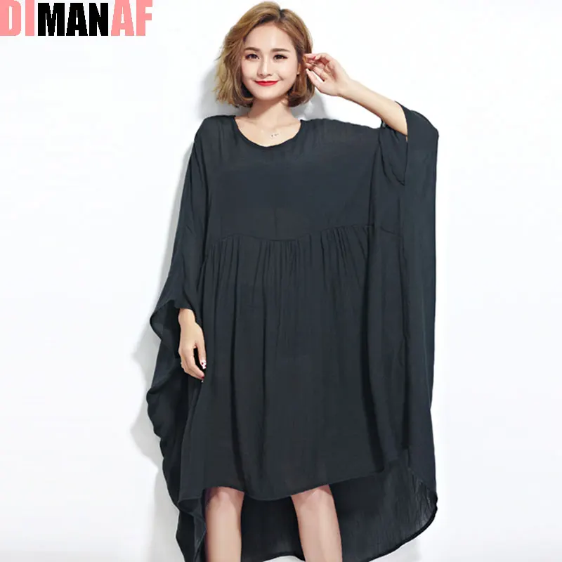 DIMANAF женское летнее платье больших размеров однотонная блузка из шифона большая