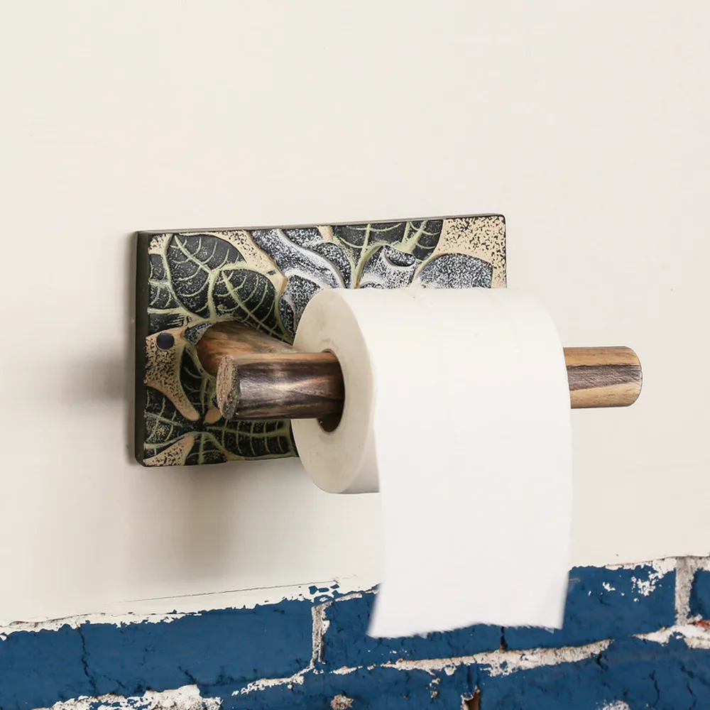 Винтажный рулонный бумажный держатель в китайском стиле из цельного дерева