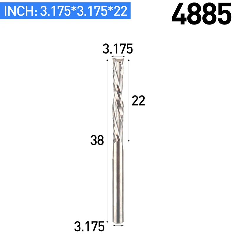 HUHAO 1pc Imported Material Two-flute Composite Milling Cutter Woodworking Cutter PVC MDF Clamp Board Straight Cutter - Длина режущей кромки: 4885
