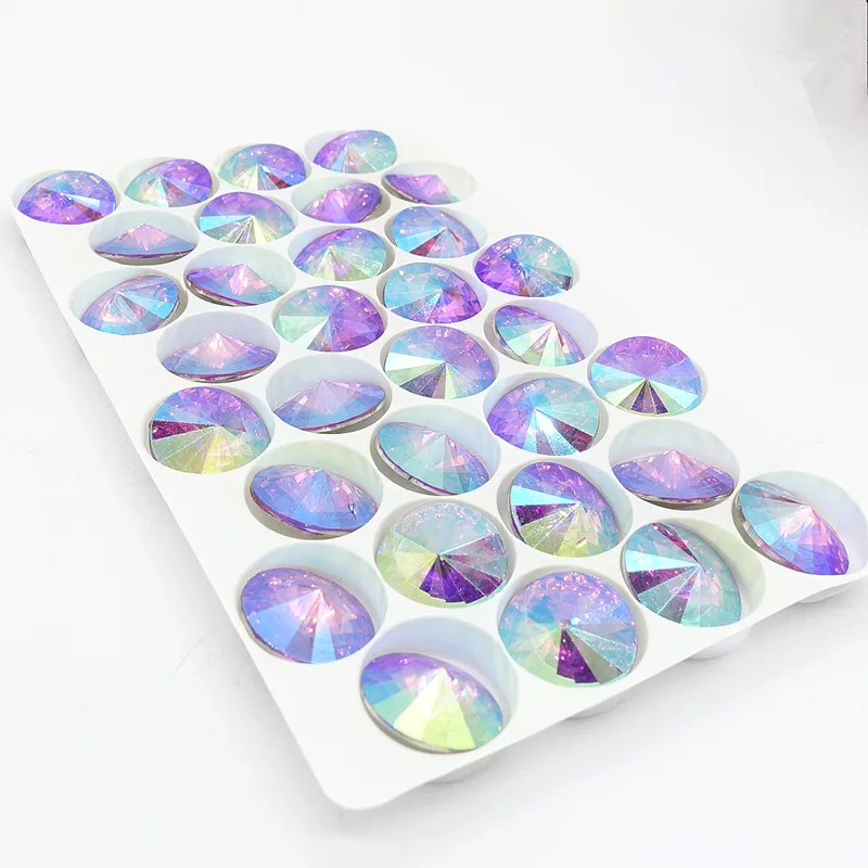 Оптовая продажа много цветов Кристальные фиолетовые элементы Rivoli из смолы