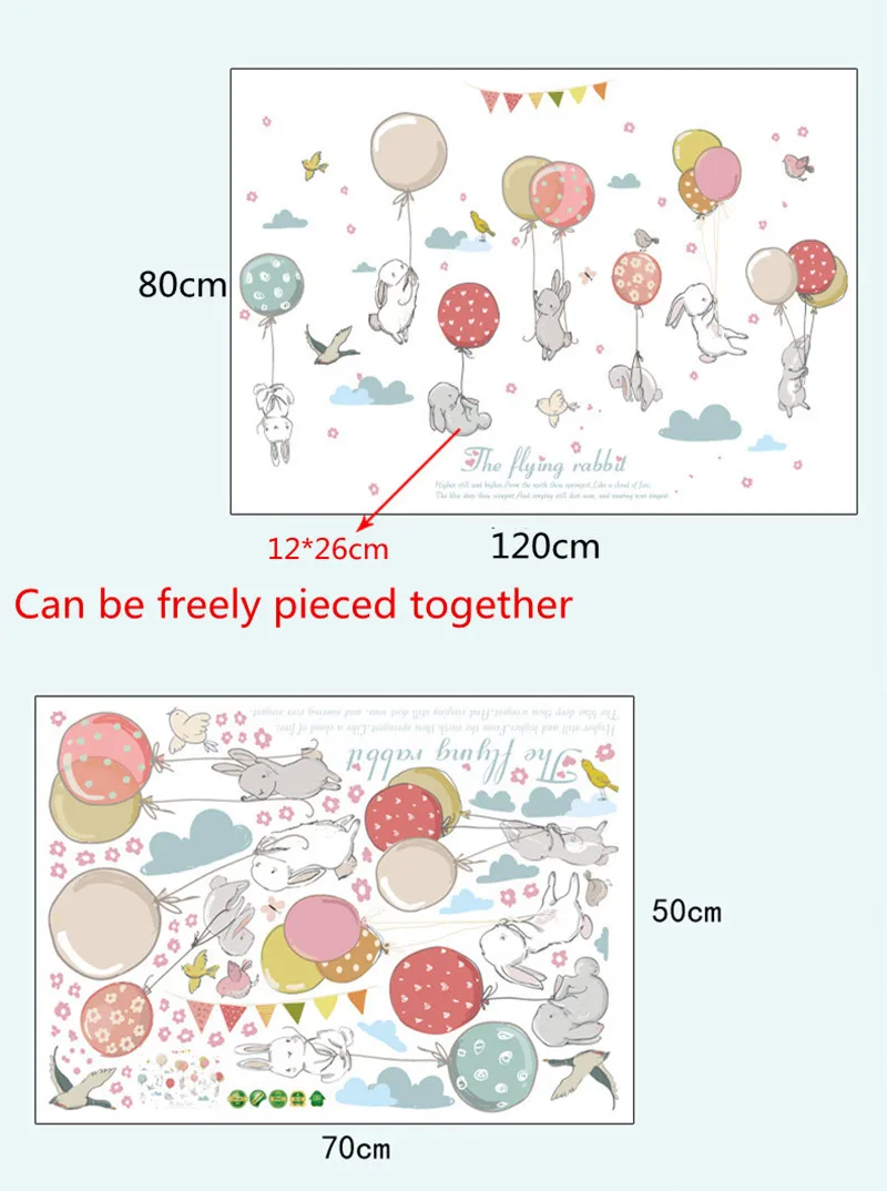 ZHYHGO wall stickers for kids rooms balloon rabbit cartoon room decoration stickers vinyl home children art deco stickers