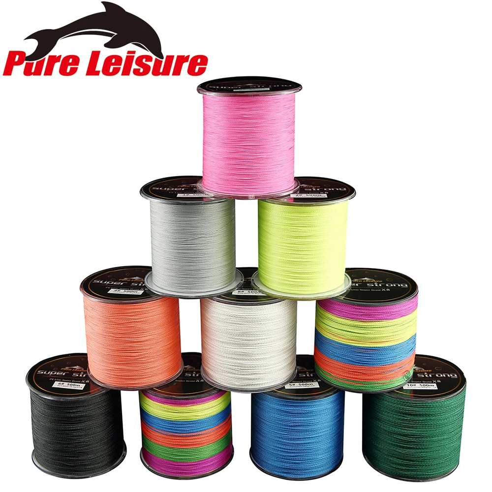 PureLeisure леска 8 нитей 500 м прочная PE Tresse Brins плетеная Peche 13 200LB 9 видов