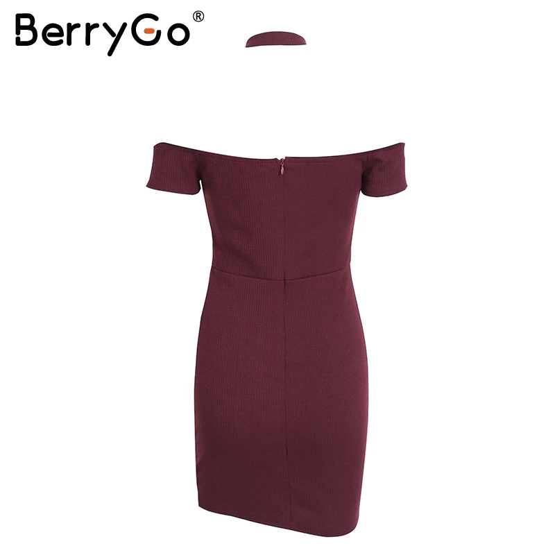 BerryGo, Холтер, на шнуровке, вязаный свитер, платье, женское, с открытыми плечами, облегающее платье, Осень-зима, элегантное, Открытое платье, vestidos