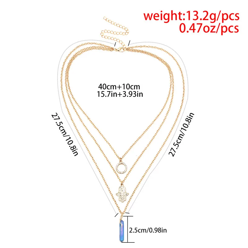 collares largos de moda 2018 collar oral fashion personality Suit Adornment geometry Fatima's hand Multi-storey Necklace | Украшения и