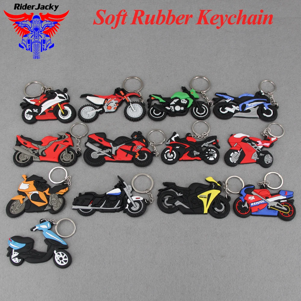 

Motorcycle Model Shape SOFT RUBBER KEYCHAIN KEYRING KEY CHAIN KEY RING For Honda kawasaki BMW Harley Suzuki Yamaha with Logo